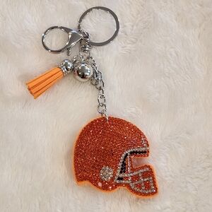 Sparkling Orange Helmet Keychain Bag Charm